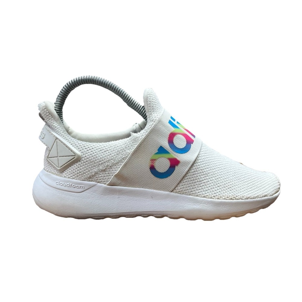 Adidas Lite Racer Adapt 3.0 Kids White Rainbow Slip On Sneakers FW7600 Size 4